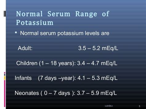 potassium range in blood